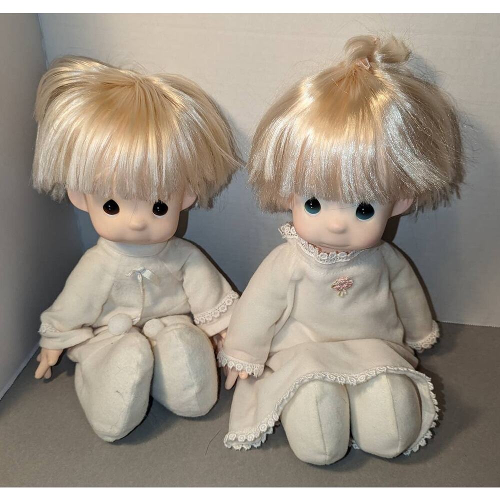 2 Vintage 1980's Precious Moments Jonathan & David Jesus Loves Me Dolls Boy Girl